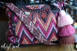 Hand Made Purse Strap, Pink Boho Print, Brown Back, Over the Shoulder Strap, 26.5 inches