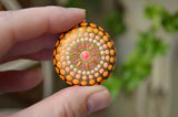 Fridge Magnet Orange, Painted Rock Mandala, Mini Mandala Magnet, Refrigerator Magnet, Kitchen Decor