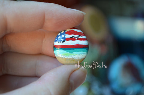 Cute Fridge Magnet, Hand Painted Rock, Mini Beach Magnet, Refrigerator Magnet, Kitchen Decor