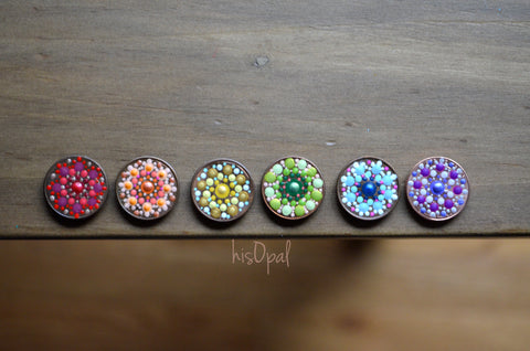 Fridge Magnet Set, Painted Penny Mandalas, Mini Mandala Magnet Set, Refrigerator Magnets, Kitchen Decor