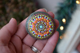 Mandala Stone, Decor Neon Pink, Baby Shower Gift, Housewarming Gift, Painted Rock