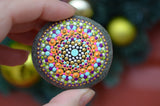 Mandala Stone, Decor Neon Pink, Baby Shower Gift, Housewarming Gift, Painted Rock