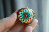 Small Mandala Stone, Painted Rock Gift, hisOpal Rocks, Teal and Red, Mandala Collection, Boho
