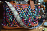 Hand Made Purse Strap, Burgundy Boho Print, Navy Back, Over the Shoulder Strap, 30 inches