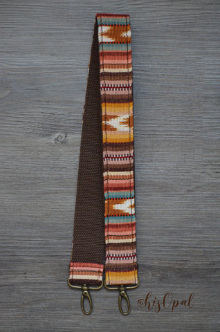 Hand Made Purse Strap, "Esperanza" Brown Back, Over the Shoulder Strap 29 inches