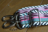 Hand Made Purse Strap, "Fauxvana© Pink" Chevron Back, Adjustable Strap, approx. 26 to 45 inches
