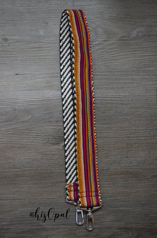Hand Made Purse Strap, "Sedona" Black and White Back, Over the Shoulder Strap, 31 inches
