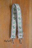 Hand Made Adjustable Purse Strap, Cactus Print, Chevron Back, approx. 26.5 to 46 inches