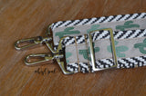 Hand Made Adjustable Purse Strap, Cactus Print, Chevron Back, approx. 26.5 to 46 inches