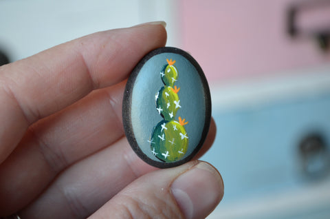 Cactus Fridge Magnet, Painted Rock Magnet, Mini Cactus Magnet, Refrigerator Magnet