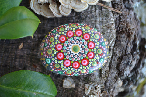 Christmas Mandala Stone, Painted Rock, Prayer Rock, Hand Painted Rock, Christmas Gift
