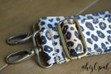 Hand Made Purse Strap, "Cheetah" Black Back, Adjustable Strap 26 to 44 inches
