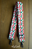 Hand Made Adjustable Purse Strap, Cherries, Red Back, 26 to 45 inches