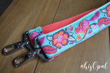 Hand Made Purse Strap, Turquoise "Chippy" Red Back, Over the Shoulder Strap, 24.5 inches