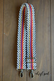 Hand Made Purse Strap, "Sedona" Black and White Chevron Back, Adjustable Strap, 27 to 48 inches