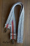 Hand Made Purse Strap, "Sedona" Black and White Chevron Back, Adjustable Strap, 27 to 48 inches