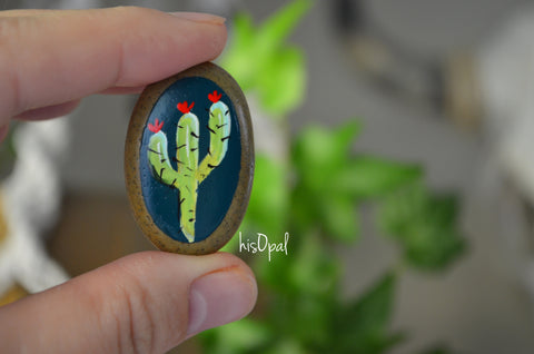 Cactus Fridge Magnet, Painted Rock Magnet, Mini Cactus Magnet, Refrigerator Magnet