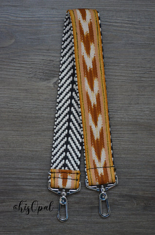 Hand Made Purse Strap, "Esperanza" Chevron Back, Over the Shoulder Strap 23 inches