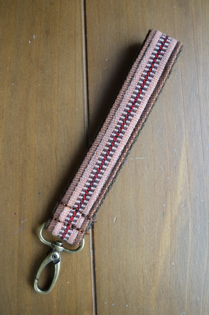 Hand Made Wrist Strap, "Esperanza," Brown Back, approx. 8 inches, purse strap