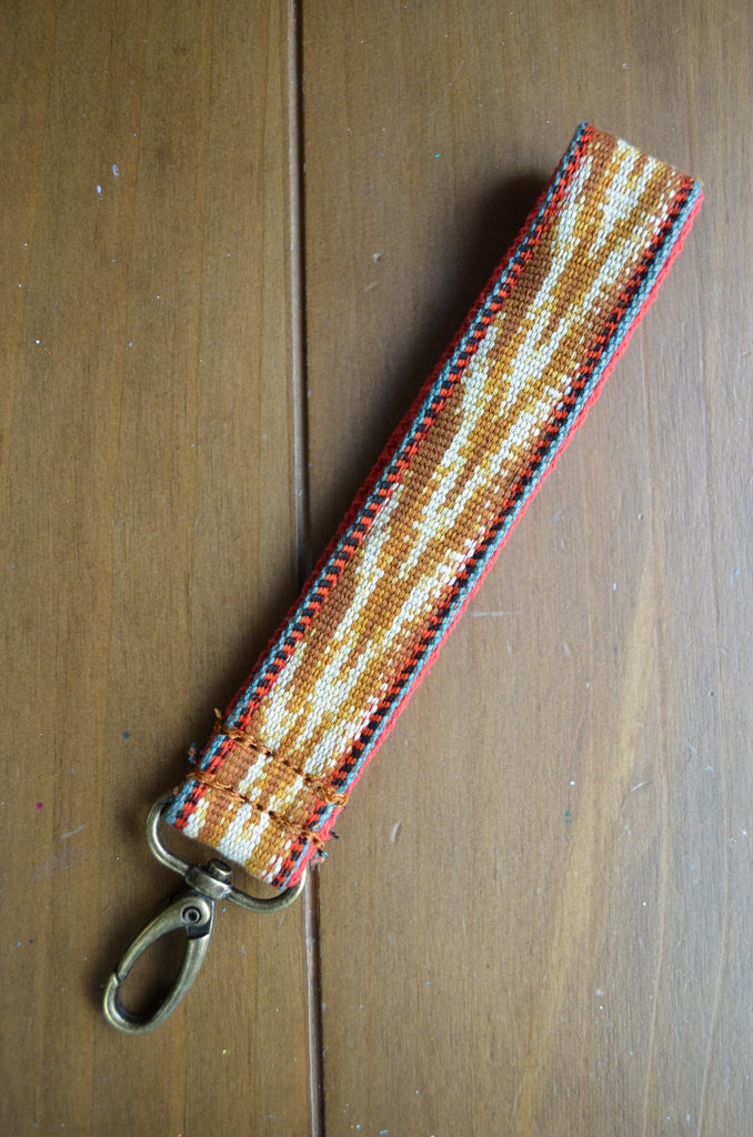 Hand Made Wrist Strap, "Esperanza," Red Back, approx. 8 inches, purse strap