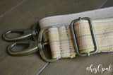 Hand Made Purse Strap, "Sunset" Cream Back, Adjustable Strap, 26 to 44.5 inches