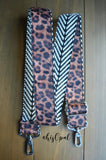 Hand Made Purse Strap, "Dark Leopard" Chevron Back, Adjustable Strap 25.5 to 44 inches