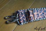 Hand Made Purse Strap, "Dark Leopard" Chevron Back, Adjustable Strap 25.5 to 44 inches