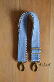 Denim purse strap, adjustable purse strap, Denim on Chevron, approx. 22 to 36 inches