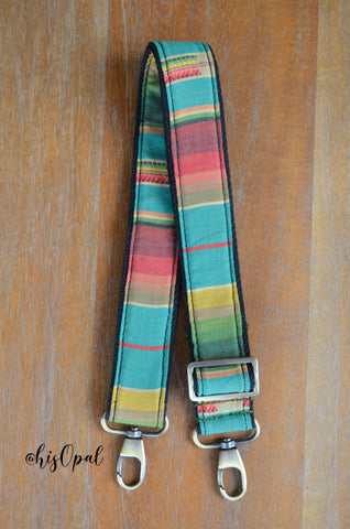 Hand Made Purse Strap, "Desert Sunset" Black Back, Adjustable Strap, approx. 25 to 43 inches