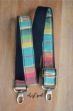 Hand Made Purse Strap, "Desert Sunset" Black Back, Adjustable Strap, approx. 25 to 43 inches