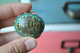 Small Mandala Stone, Painted Rock, Teal and Coral, Hand Painted Stone, Boho Decor