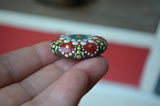 Small Mandala Stone, Painted Rock Gift, hisOpal Rocks, Teal and Red, Mandala Collection, Boho