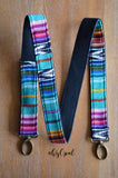 Hand Made Purse Strap, "Baja" Black Back, Adjustable Strap, approx. 25.5 to 45.5 inches