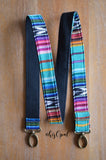 Hand Made Purse Strap, "Baja" Black Back, Adjustable Strap, approx. 25.5 to 45.5 inches