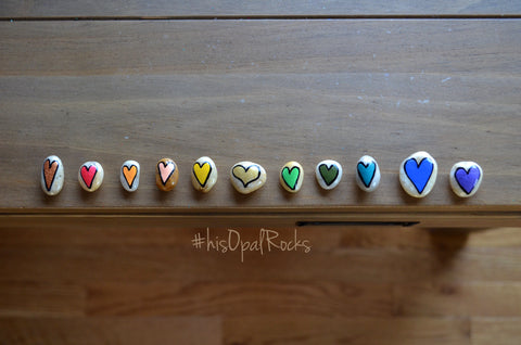 Fridge Magnet Set, Painted Rock Hearts, Mini Hearts Magnet Set, Refrigerator Magnets