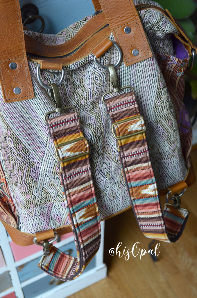 Hand Made Backpack Straps, "Esperanza" Brown Back, purse strap