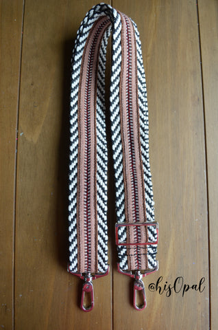 Hand Made Purse Strap, "Esperanza" Chevron Back, Adjustable Strap, 27 to 47 inches