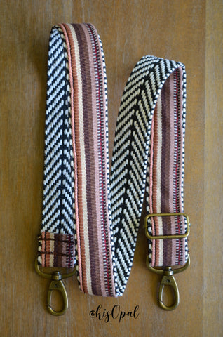 Hand Made Purse Strap, "Esperanza" Chevron Back, Adjustable Strap, 27 to 46 inches