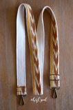Hand Made Extra Long Purse Strap, 1 1/4 inch wide, "Esperanza" Cream Back Adjustable Strap 31 to 55 inches
