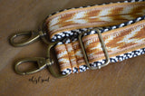 Hand Made Shorty Purse Strap, "Esperanza" Chevron Back, Adjustable Strap, 19 to 31 inches
