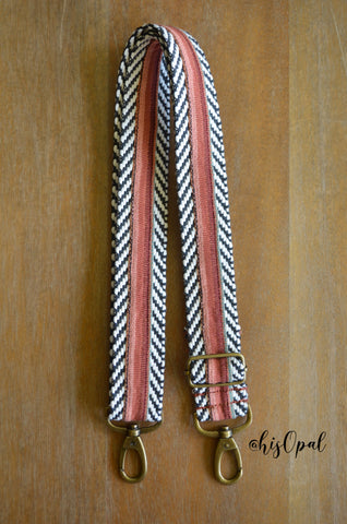Hand Made Purse Strap, "Esperanza" Chevron Back, Adjustable Strap, 29 to 50 inches