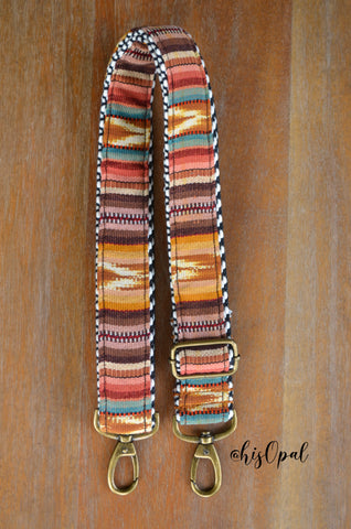 Hand Made Purse Strap, "Esperanza" Chevron Back, Adjustable Strap, approx. 27.5 to 47.5 inches