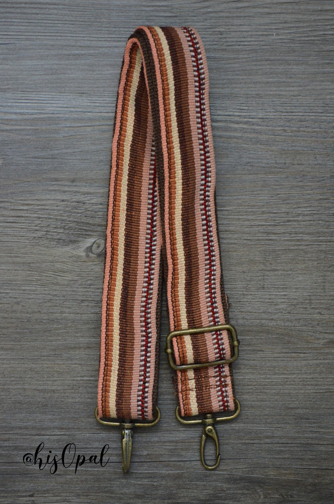 Hand Made Purse Strap, "Esperanza" Brown Back, Adjustable Strap, 23 to 40 inches