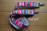Hand Made Purse Strap, "Fauxvana© Pink" Chevron Back, Extra Long Adjustable Strap, 34 to 60 inches
