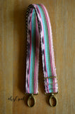 Hand Made Purse Strap, "Fauxvana© Pink" Chevron Back, Adjustable Strap, approx. 27.5 to 47.5 inches