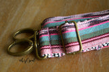 Hand Made Purse Strap, "Fauxvana© Pink" Chevron Back, Adjustable Strap, approx. 27.5 to 47.5 inches