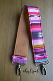 Super Short Hand Made Purse Strap, "Fauxvana© Pink" Camel Back, Hand Strap 17 inches