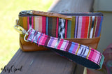 Hand Made Wrist Strap, Fauxvana© Pink, Black Back, 8 inches, purse strap
