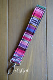 Hand Made Wrist Strap, Fauxvana© Pink, Black Back, 8 inches, purse strap