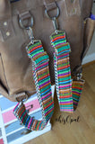 Hand Made, Adjustable Backpack Straps, "Fiesta" Black and White Chevron Back, purse strap